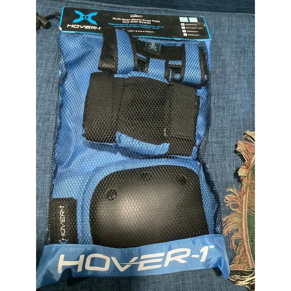 = Hover-1 Ages 8+ Kids Knee Pads Elbow Wrist Guards Mesh Bag H1APDCLMBLU